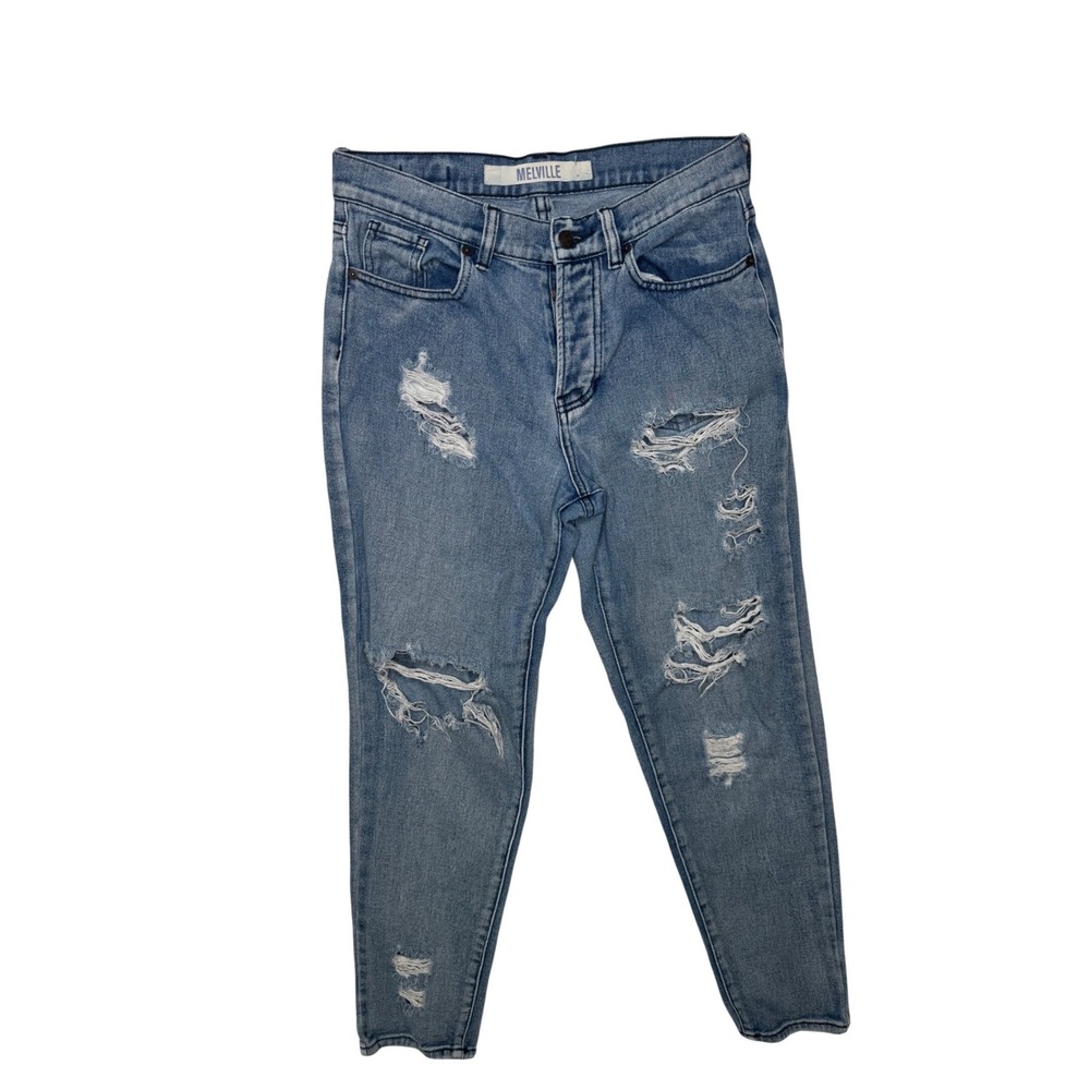 Melville Distressed Jeans Womens 27 Blue Denim Button‎ Fly High